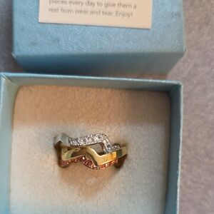 Touchstone Crystal Rose Gold, Gold and Silver Rings with Pink Highlights Sz 7